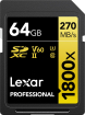 Lexar Professional 1800x Gold Series R270/W180 SDXC 64GB, UHS-II U3, Class 10