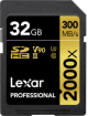 Lexar Professional 2000x Gold Series R300/W260 SDHC 32GB, UHS-II U3, Class 10