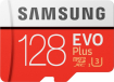 Samsung EVO Plus R100/W60 microSDXC 128GB Kit, UHS-I U3, Class 10