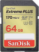 SanDisk Extreme PLUS R170/W80 SDXC 64GB, UHS-I U3, Class 10