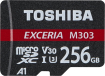 Toshiba Exceria M303 R98/W65 microSDXC 256GB Kit, UHS-I U3, A1, Class 10