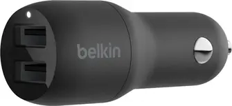 Belkin BoostCharge Dual USB-A зарядка в машину 24W black
