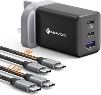 Novoo 67W 3-port USB-C charger GaN III black