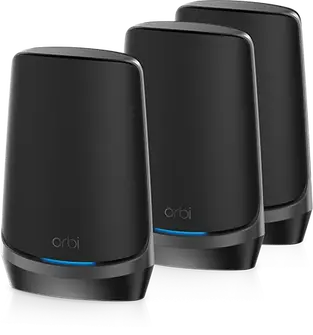 Netgear Orbi Wi-Fi 6E, 960 series, AXE11000, RBKE963B, black, Router and 2x satellite set, 3er-Bundle